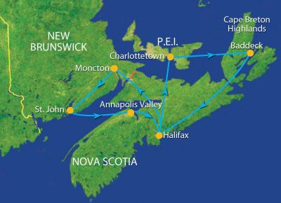 Map showing the Tour regions